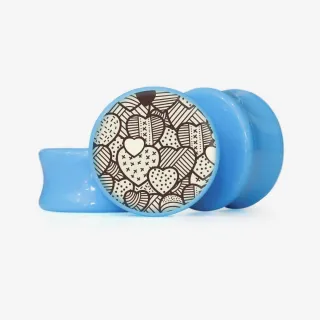 Plug Corações de Retalhos - Base Selecionável - Coração