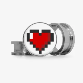 Plug Coração em Pixels - Base Selecionável - Coração