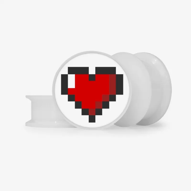 Plug Coração em Pixels - Base Selecionável - Coração