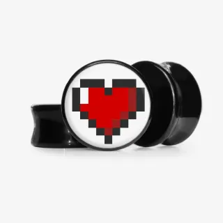 Plug Coração em Pixels - Base Selecionável - Coração