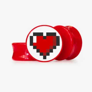 Plug Coração em Pixels - Base Selecionável - Coração