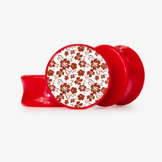 Plug Flores Vermelhas com estampa floral em base personalizável