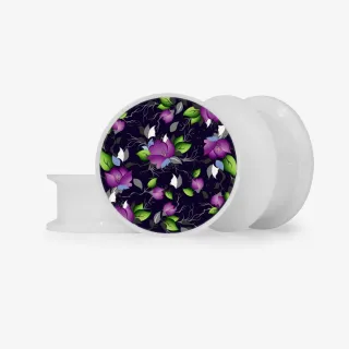 Plug Flores Ébano com estampa floral étnica decorativa em base selecionável