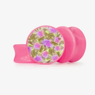 Plug Flores Tracejadas com estampa floral feminina em base selecionável