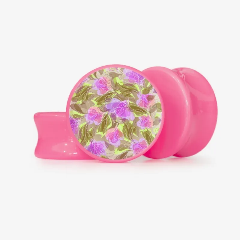 Plug Flores Tracejadas com estampa floral feminina em base selecionável