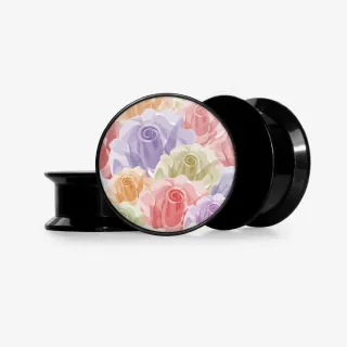 Plug Flores Aquarela com estampa floral colorida e base selecionável