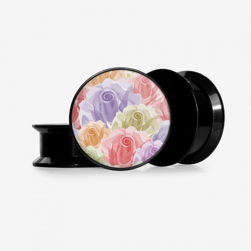 Plug Flores Aquarela com estampa floral colorida e base selecionável