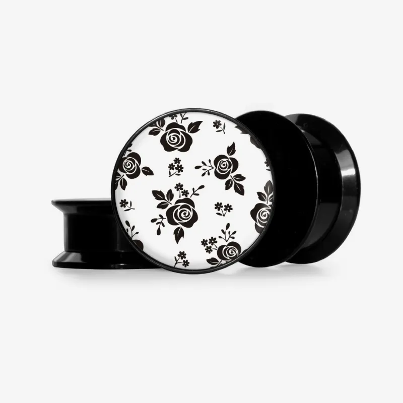 Plug com estampa de flores monocromáticas em base selecionável