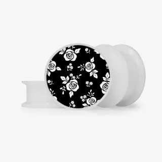 Plug com estampa de flores monocromáticas em base selecionável