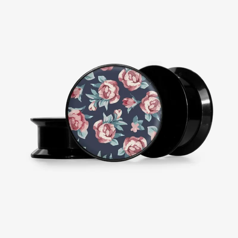 Plug Rosa Prima com estampa floral delicada e base selecionável