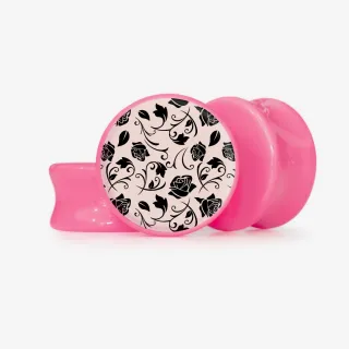 Plug Rosa Negra - Base Selecionável - Floral