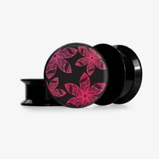 Plug Flores Magenta com design floral vivo e base personalizada