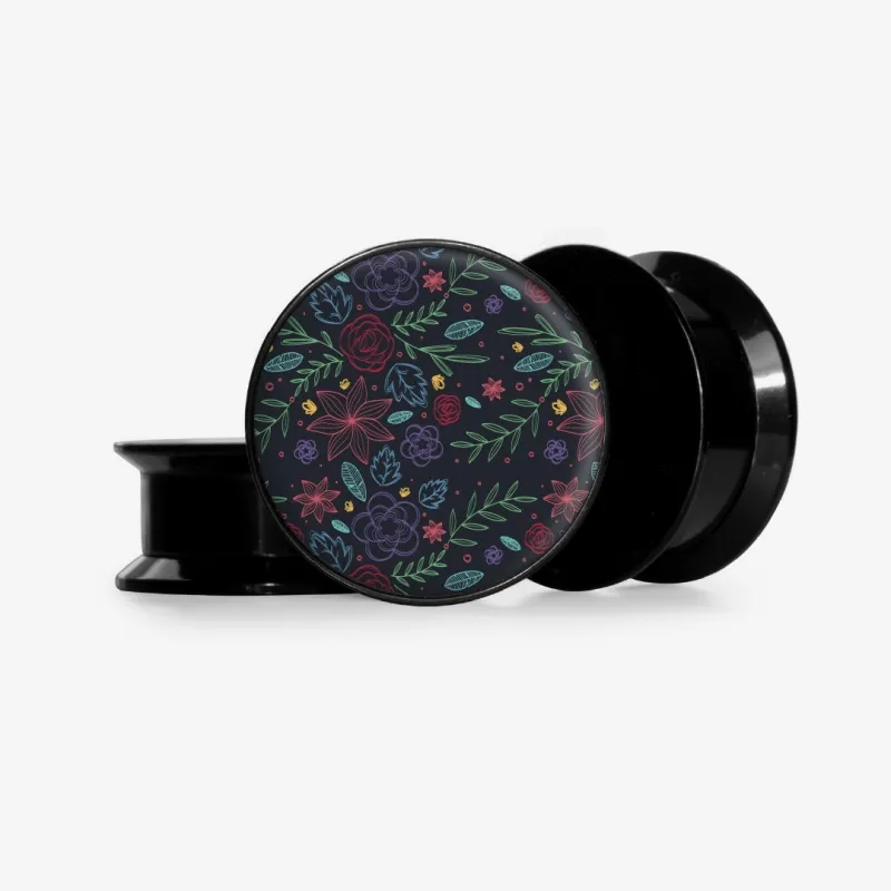 Plug Noite das Flores com estampa floral escura e base personalizável