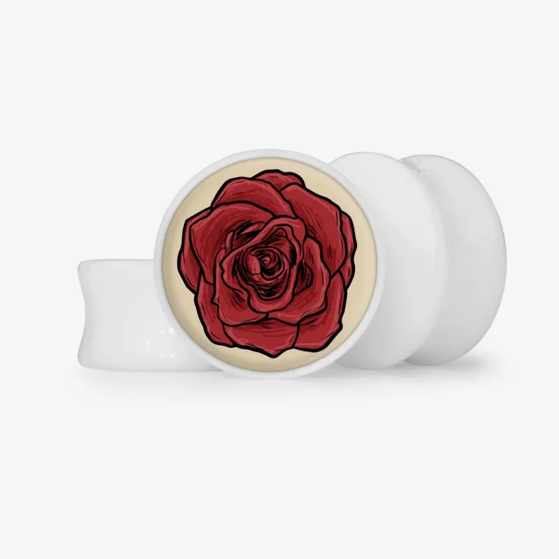 Plug Rosa Vintage - Base Selecionável - Floral