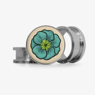 Plug Azul Vintage - Base Selecionável - Floral