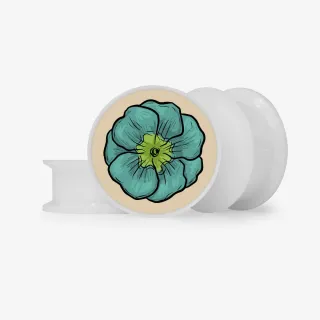 Plug Azul Vintage - Base Selecionável - Floral