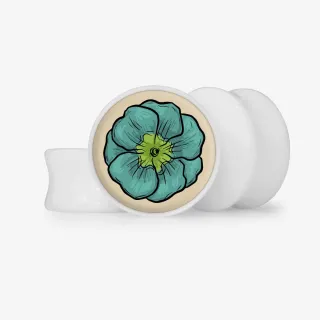 Plug Azul Vintage - Base Selecionável - Floral