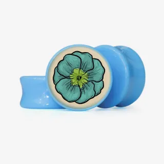 Plug Azul Vintage - Base Selecionável - Floral