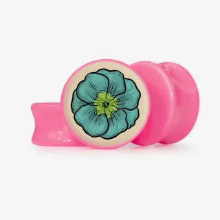 Plug Azul Vintage - Base Selecionável - Floral