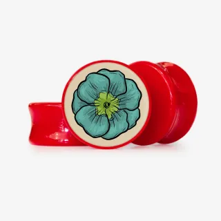 Plug Azul Vintage - Base Selecionável - Floral