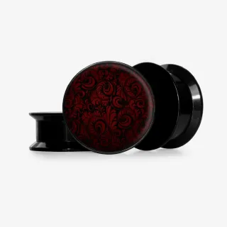 Plug Flores de Sangue com estampa floral vermelha em estilo gótico