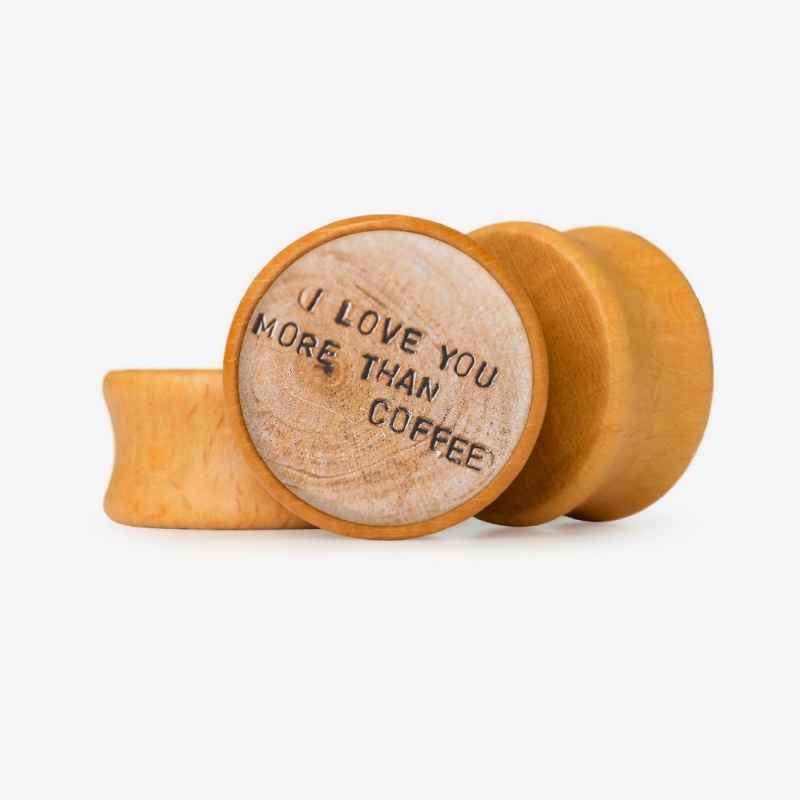 Plug com frase I Love You mais que café em estilo criativo e romântico