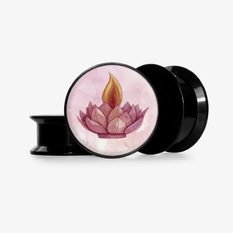 Plug com estampa de lótus inspirado no Diwali com base selecionável