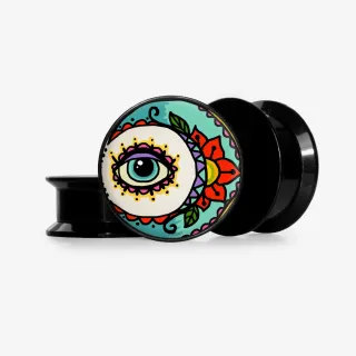 Imagem do Plug O Olho da Arte com estampa surrealista de olho e arte abstrata