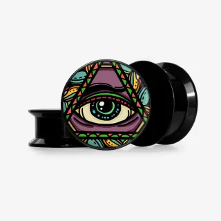 Plug O Olho da em bases diversas com estampas surrealistas de olho artístico