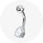 Piercing de umbigo com zircônia em aço cirúrgico